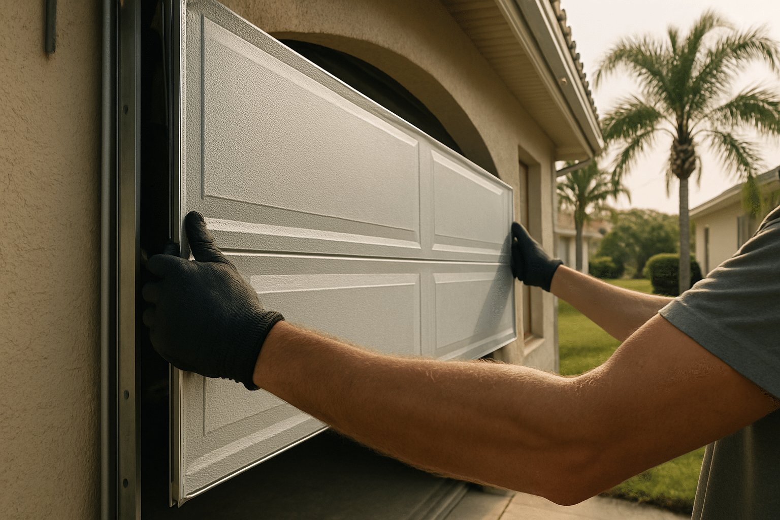 Grounds the panel replacement service in a recognisable East Orlando suburban setting without showing the technician's f