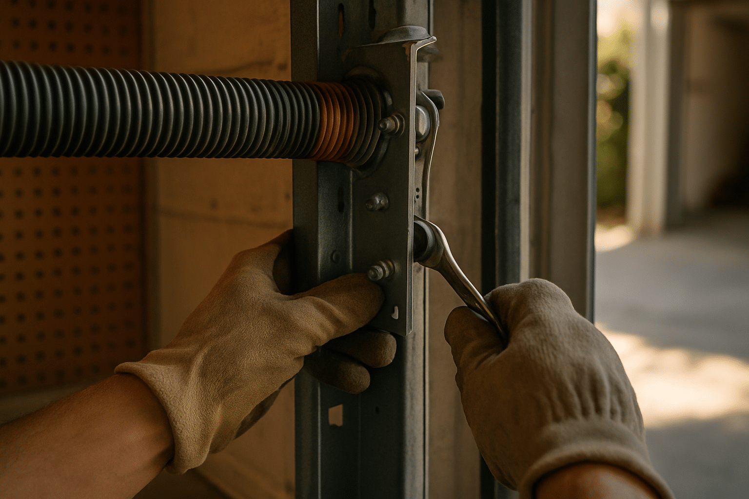 Conveys skilled, hands-on installation work in progress without showing a face, reinforcing the same-day professional se